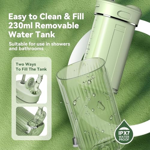 JTF Portable Water Flosser for Travel - Green | Compact & 50% Smaller