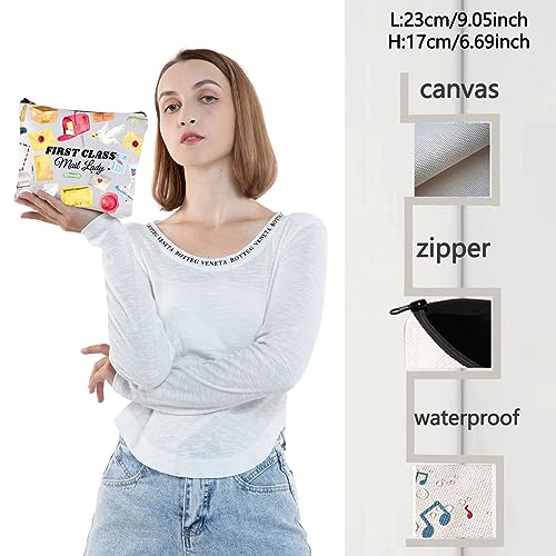 WZMPA Cosmetic Bag Postal Worker Gifts - First Class Mail Lady Makeup Zipper Pouch