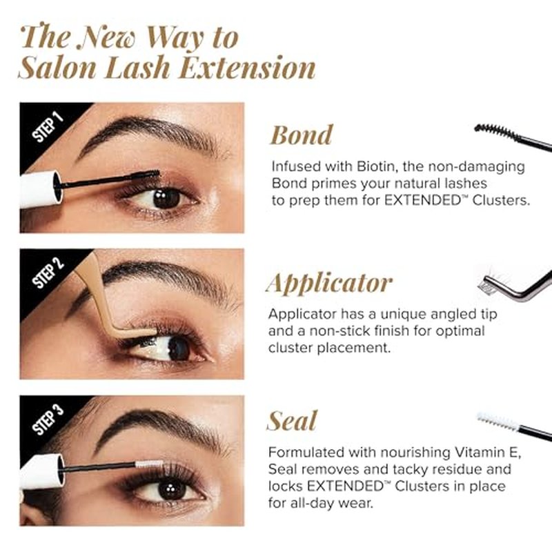 i?ENVY Extended Bond & Seal for False Lash Clusters & Strip Lash, Dual-Ended Lash Glue Adhesive for Light & Clean DIY Extension, Non-Damaging & Residue Free, All Day Wear with Biotin & Vitamin E
