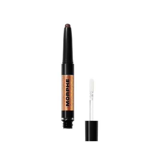 Morphe Mixed Signals Dual-Ended Eyeshadow Stick - Cream Eyeshadow Pigment & Chrome Liquid Flakes for Bold, Layered Eye Makeup Looks - Self Ware/Don't Care (0.96 oz)