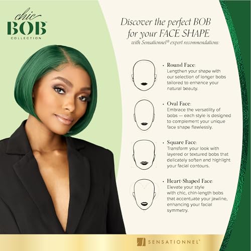 Sensationnel Chic Bob Lace Front Wig - Synthetic, Pre-Plucked, SAPPHIRE GREEN