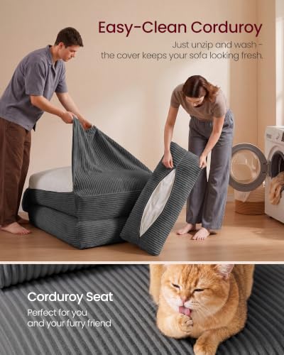 VASAGLE Lead Gray Folding Sofa Bed with Pillow - Convertible Sleeper Chair