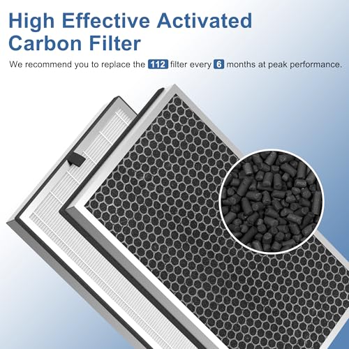 HillClean 4 Pack Replacement HEPA & Activated Carbon Filters for MA Series 112 Air Purifier