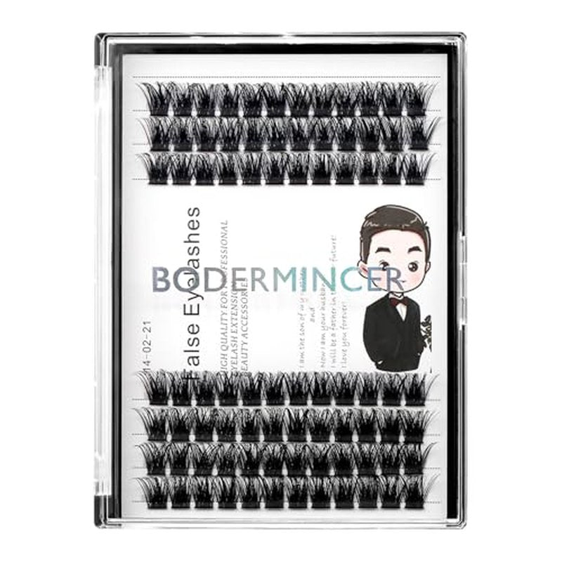 Bodermincer 84 Clusters D Curl Wide Cluster False Eyelash Volume Lashes Natural Eyelashes Set DIY Eyelash Extension 3D Effect Glue Bonded Band Individual Lash Home Eyelash Extension (10MM)