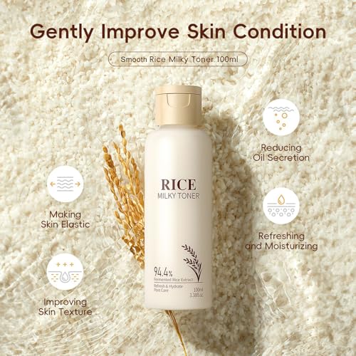 Rice Skincare Set for Women & Girls ? Korean Skin Care Set with Rice Cleanser, Toner, Serum, Face Cream, Eye Cream, Sunscreen, Ice Roller, Headband & Card ? Moisturizing & Skin Barrier Support (9PCS)