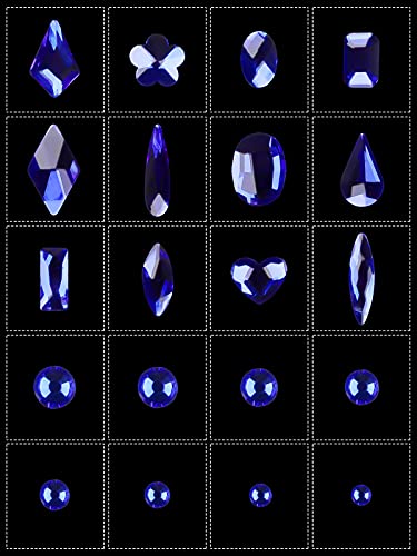 EBANKU Blue Nail Gems Rhinestones Kit 3100pcs for Nail Art & Crafts - Variation B