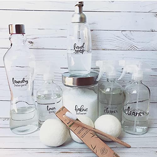 Suwimut 9 Pack 16oz Glass Spray Bottles with Trigger Nozzle, Refillable for Cleaning & Essential Oils