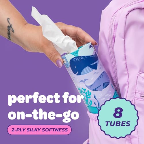 Car Tissue Holder Set of 8 - 3-Ply Bamboo Facial Tissues in Tubes, 320 Tissues
