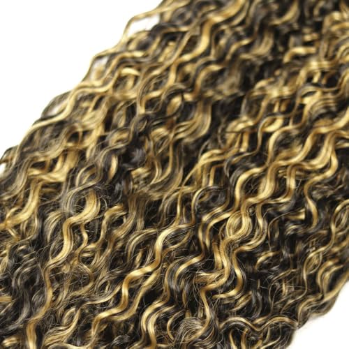 Kinky Curly Human Hair Bundles Blonde Highlight 16 Inch Virgin Hair Extensions - P1B27