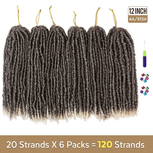WIGNEE Faux Locs Crochet Hair 120 Strands 12 Inch Soft Synthetic Locs