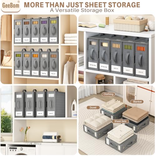 GeeBom 9 Pack Bed Sheet Organizers with Clear Windows & Handles