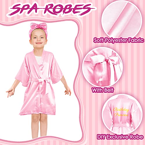 Xuhal 36 Pcs Spa Party Supplies Set for Girls - Pink 12 Robes Headbands & Slippers