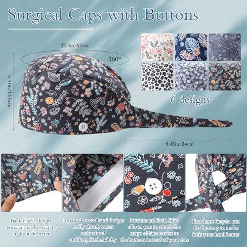 12 Pcs Nurse Appreciation Gift Set Adjustable Scrub Caps with Canvas Makeup Bags Christmas Thank You Gift Bulk for Nurse Doctor Staff Medical Surgical Technologist Holiday Party Favors