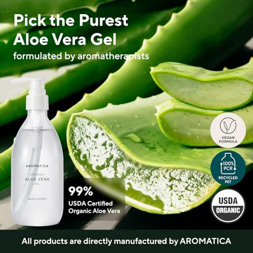 Organic Aloe Vera Gel 10.14oz Pack of 2 - Soothing & Hydrating Skin & Hair Care