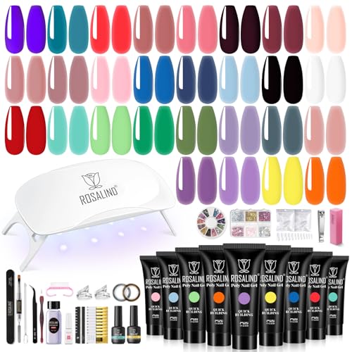 ROSALIND Neon Poly Nail Gel Kit - 28 Colors & 72 Nail Tools, 28 Color Mini Lamp