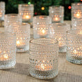 Clear Glass Votive Candle Holders Set of 72 - Tea Light Centerpieces, Elegant Dot Design