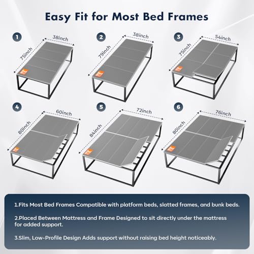 Full Size Bunkie Board 10mm Gray Mattress Support - Anti-Sag, Noise-Free, Low Profile
