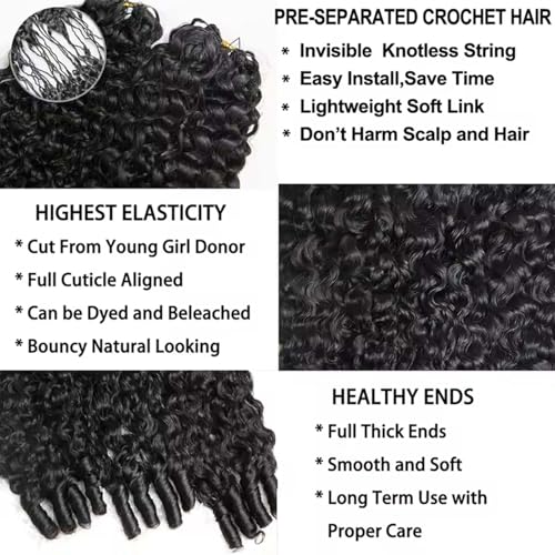 Burmese Curly Human Hair Crochet Extensions 16 Inch Knotless Pre-Separated