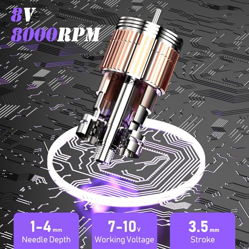 Red Rotary Tattoo Machine Kit with 20 Cartridges & Ink - Beginner Friendly