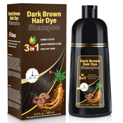 YOURTONE Dark Brown Hair Dye Shampoo 3-in-1 for Gray Coverage & Shine