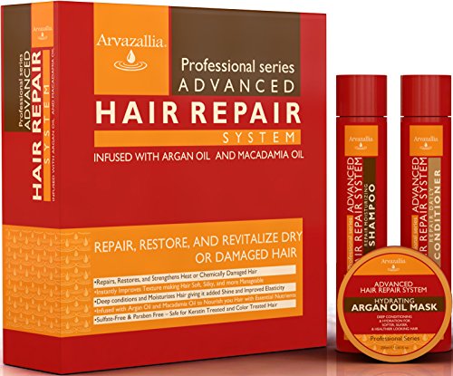 Advanced Hair Repair Shampoo Conditioner & Deep Mask Set - 9.92 Fl Oz Pack of 3 - Sulfate Free, Argan & Macadamia Oil