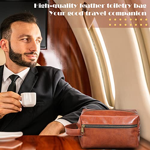 Leather Toiletry Bag Set for Men Women 6 Pack Travel & Gift - Brown Black Coffee
