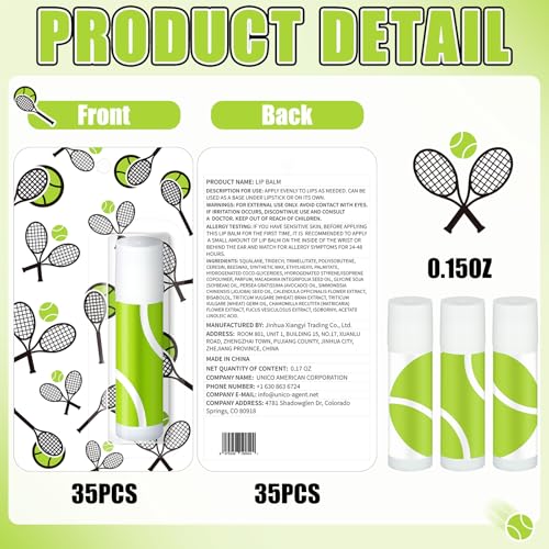 Tennis Lip Balm Set - 35 Pack Moisturizing Lip Balms with Flavors