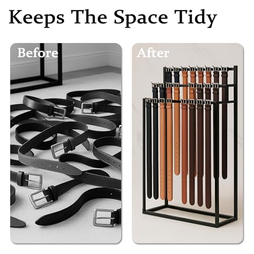 Black Metal Belt Display Rack, Tie & Scarf Organizer for Closet & Retail