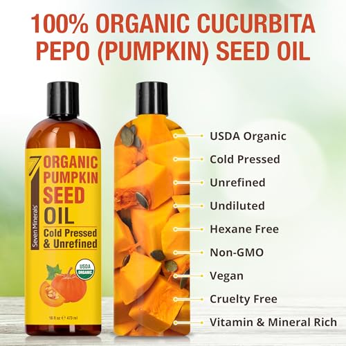 Organic Pumpkin Seed Oil for Hair & Skin - 16oz Cold-Pressed Moisturizer