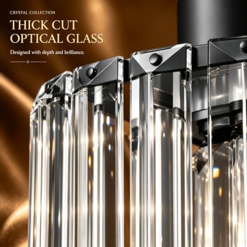 32-Inch Crystal Kitchen Island Pendant Light - Black 4-Light Variation