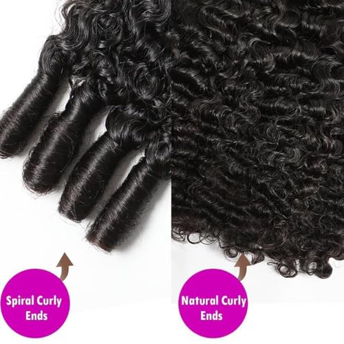 Natural Color Burmese Curly Human Hair Bundles 16 Inch Water Wave Textured Spiral Curls for Black Women