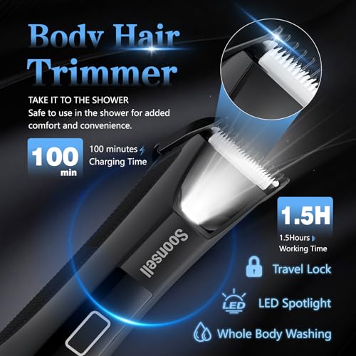 Men's 4-in-1 Grooming Kit Beard Trimmer Nose Ear Hair Clipper Waterproof