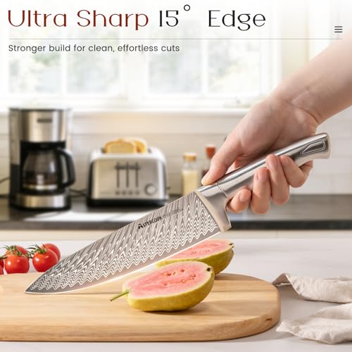 15-Piece Kitchen Knife Set with Block & Sharpener - High Carbon Stainless Steel