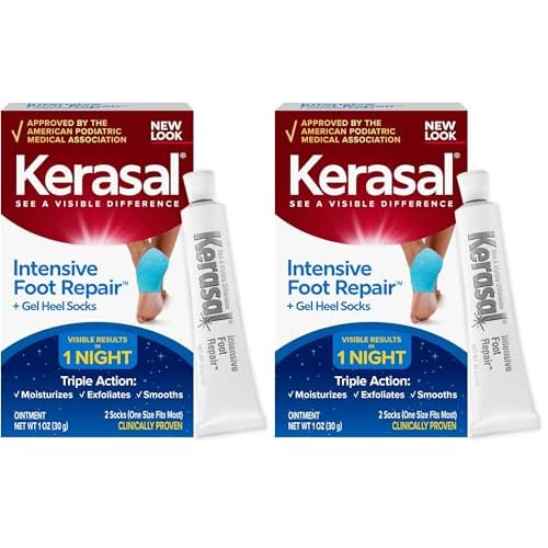 Kerasal Intensive Foot Repair Skin Healing Ointment,1 Oz and Moisturizing Gel Socks,(Packaging May Vary),(Pack of 4)