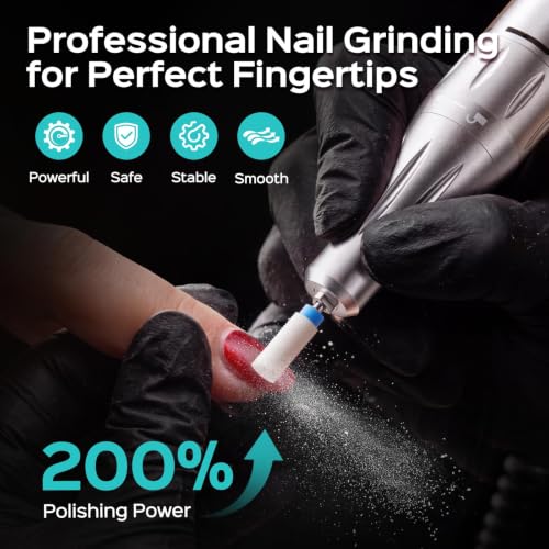 COSLUS E51 Professional Black Nail Drill with Adjustable Speed & Storage Base