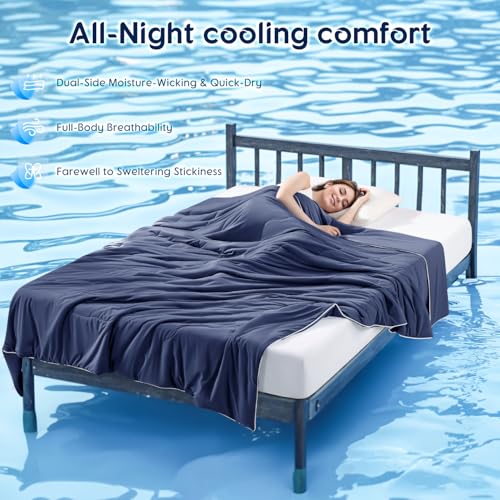 Cooling Blanket for Hot Sleepers & Night Sweats - Abyss Blue King (106x90) - Breathable, All-Season Comforter