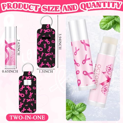 Pink Breast Cancer Awareness Lip Balm with Keychain - 18 Sets