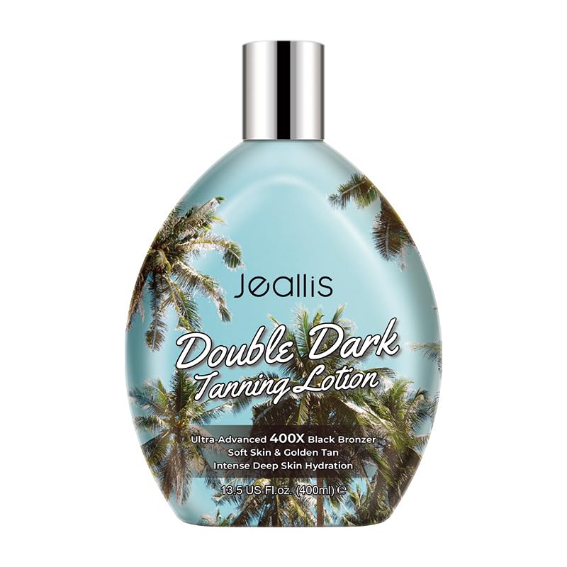 Jeallis Double Dark Indoor Tanning Bed Lotion with Bronzer 13.5oz - Deep, Hydrating Sunless Tanning Cream