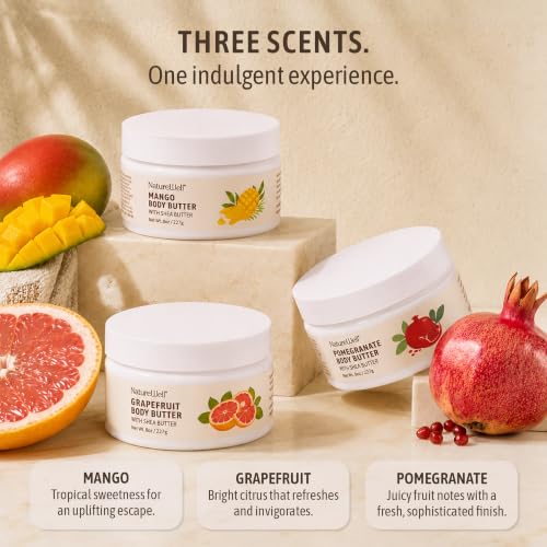 NatureWell Shea Body Butter Trio – Grapefruit, Mango & Pomegranate 8oz Each