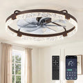ZMISHIBO 24 Inch Ceiling Fan with Lights, Remote & App Control, Brown