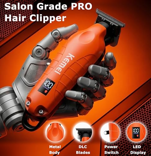 KEMEI 2293 Orange Hair & Beard Trimmer Zero Gapped Precision Clipper