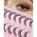 Natural Lashes Cat Eye Lashes 13mm Clear Band False Eyelashes Wispy Eyelashes Natural Look 3D Strip Lashes Soft faux Mink Eyelashes Pack 7 Pairs