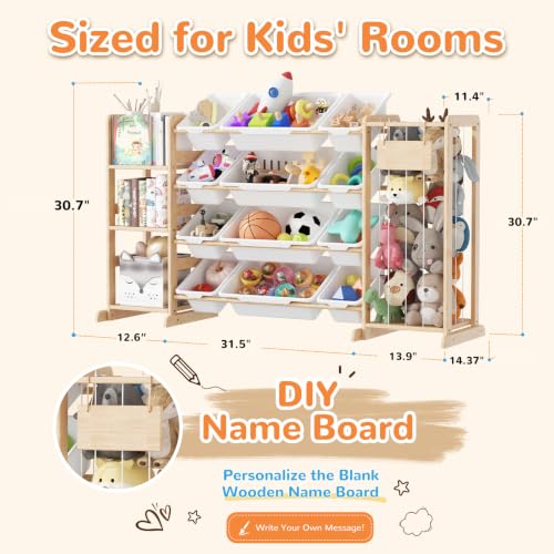 Sterlox Rectangular Toy Storage Organizer with 12 Bins & Stuffed Animal Storage - 58" Wide Kids Playroom Furniture