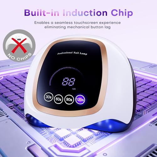 UV LED Nail Lamp, Gugusure Upgrade 180W Nail Dryer for Gel Polish with LCD Display, Auto Sensor and 4 Timer Settings, Professional Curing Lamp Light with 42 Beads for Salon and Home