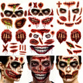 Halloween Zombie Tattoos Kit ? 6 Sheets (4 Zombie Tattoos + 2 Wound Tattoos) ? Fake Scars Temporary Tattoos for Adults, Women, Men ? Realistic Zombie Makeup Kit, Scary Halloween Makeup Accessories (A)