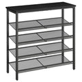 Black 5-Tier Shoe Rack Organizer with Adjustable Mesh Shelves - Entryway Storage