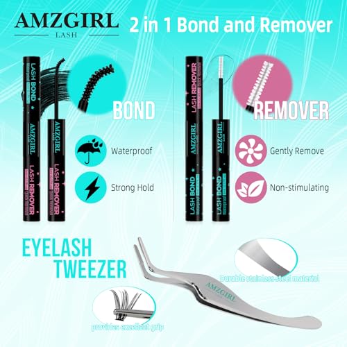 Lash Extension Kit 280PCS Eyelash Clusters 40D 50D DIY Eyelash Extension Kit Individual Lashes Natural Lash Clusters Kit with Lash Bond and Remover, Lash Tweezers(D-Mix9-16mm Kit)