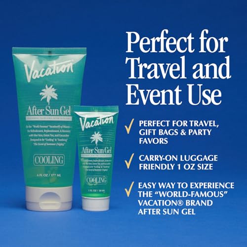 Vacation Mini After Sun Aloe Vera Gel, 1 Fluid Ounce, Pack of 6