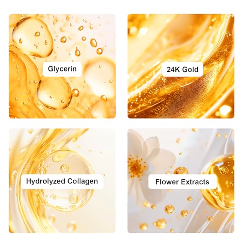Adofect 15 Pack 24K Gold Collagen Facial Masks for Deep Hydration & Anti-Aging