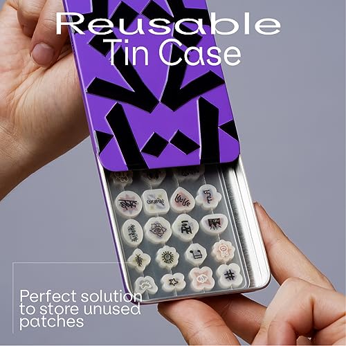 Cute Pimple Patches for Face ? Tattoo Style Hydrocolloid Acne Patches (Confidence Patch Set) with Star Designs (66 Cute Patches) with a Tin Case ? Vegan & Cruelty-Free